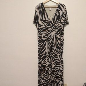 Zebra Print Maxi Dress (A005)
